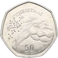 2007 Монета Гибралтар 50 пенсов Рождество Дед Мороз  Медь-Никель  UNC