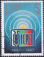 (1987-028) Марка Куба "Эмблема"    25 лет института радио и телевидения III Θ