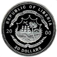 () Монета Либерия 2000 год   ""   Серебро (Ag)  UNC