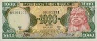 Банкнота Эквадор 1988 год 1 000 сукре Руминьяви   UNC