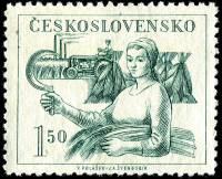 (1949-015) Марка Чехословакия "Колхозница"    9 съезд коммунистической партии ЧССР III O