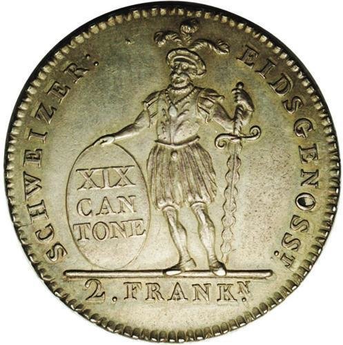 (№1812km8(appenzell)) Монета Швейцария 1812 год 2 Francs