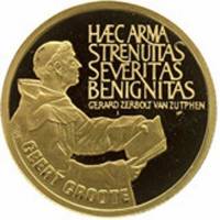(№1990) Монета Нидерланды 1990 год 200 Ecu (650th Birtday of Roman Catholic deacon Geert Groote))