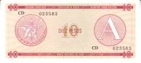 Банкнота Валютное свидетельство Куба 1985 год 10 песо    UNC