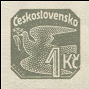 (1937-016) Марка Чехословакия "Голубь (Серо-оливковая)"    Газетные марки III Θ