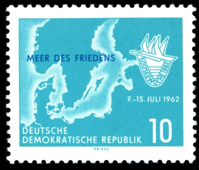 (1962-031) Марка Германия (ГДР) &quot;Карта&quot;    Неделя Балтики III O
