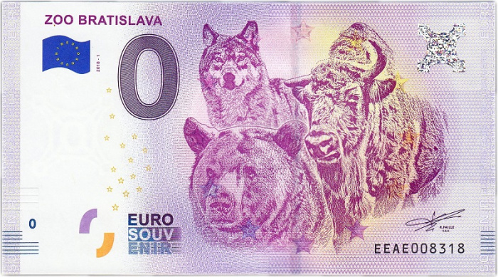 (2018) Банкнота Европа 2018 год 0 евро &quot;Зоопарк Братиславы&quot;   UNC