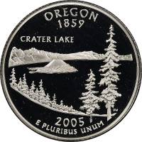 033p Монета США 2005 год 25 центов Орегон  Медь-Никель  UNC