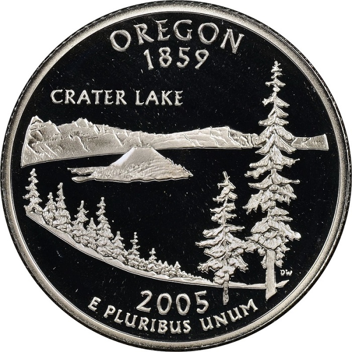 033p Монета США 2005 год 25 центов Орегон  Медь-Никель  UNC