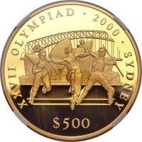() Монета Либерия 2000 год 500  ""    AU