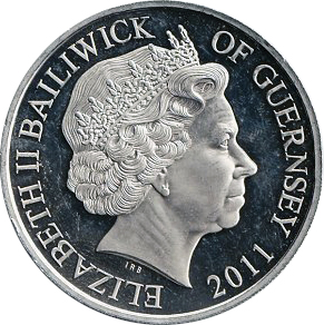 (2011) Монета Остров Гернси 2011 год 5 фунтов "40 лет новой монетной системе"  Медь-Никель  UNC
