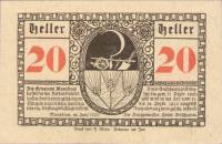 (№1920) Банкнота Австрия 1920 год "20 Heller"