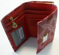 Кошелёк женский "NINA FARMINA" Фактурная натуральная кожа, Красный, 2 больших отделения с отсеками