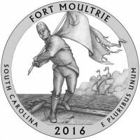 035s, Ag Монета США 2016 год 25 центов Форт Молтри  Медь-Никель  PROOF
