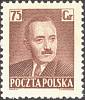 (1950-032) Марка Польша "Б. Берут (Коричневая)"   Президент Б. Берут (1892-1956) (Стандартный выпуск