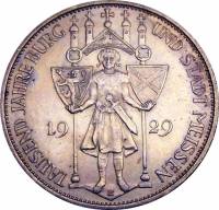 (1929e) Монета Германия (Веймар) 1929 год 3 марки   1000 лет основания Мейсена Серебро Ag 500  UNC