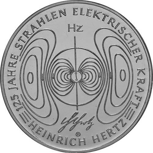 (2013g) Монета Германия (ФРГ) 2013 год 10 евро &quot;Генрих Герц. 125 лет электротоку&quot;  Медь-Никель  PROO