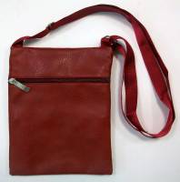 Сумка мужская с ремнем, Кожзам, 4 отделения, Молнии, Красная