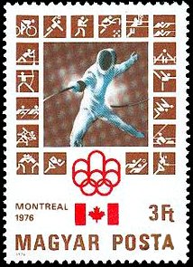(1976-030) Марка Венгрия &quot;Фехтование&quot;    Летние Олимпийские игры 1976, Монреаль II Θ