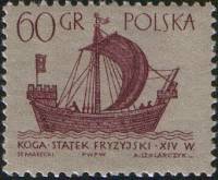 (1963-019) Марка Польша "Когг"   Парусные суда II Θ