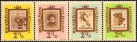 (1962-055a) Сцепка (2 м + куп) Венгрия "Почтовые марки"    День почтовой марки. 10 лет ассоциации фи