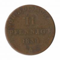 (№1834km157) Монета Германия (Германская Империя) 1834 год 2 Pfennig