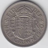 () Монета Великобритания 1960 год 1/2 кроны "Елизавета II"  Медь-Никель  UNC