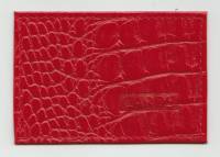 Обложка для проездного, Натуральная фактурная кожа, Алый кайман