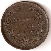 (№1827km2 (buenos aires)) Монета Объединённые провинции Южной Америки 1827 год frac14; de Real