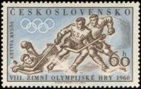 (1960-008) Марка Чехословакия "Хоккей на льду"   Зимние Олимпийские игры, Скво-Вэлли III Θ