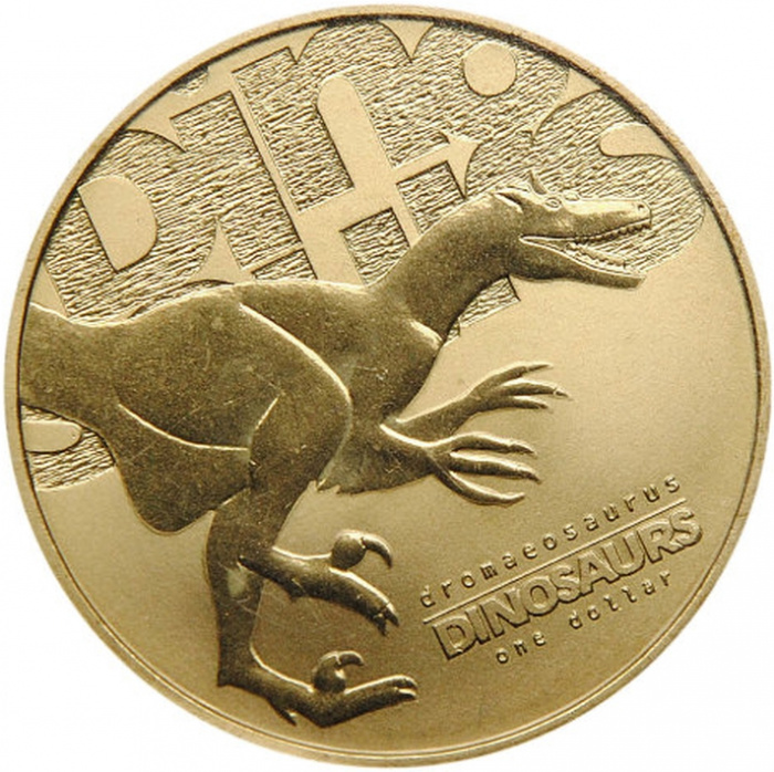 (2002) Монета Тувалу 2002 год 1 доллар &quot;Дромеозавр&quot;  Медно-Алюминиево-Цинковый сплав  PROOF
