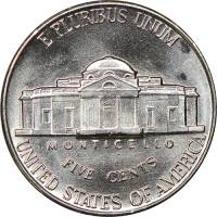 (1955) Монета США 1955 год 5 центов   Томас Джефферсон Медь-Никель  VF