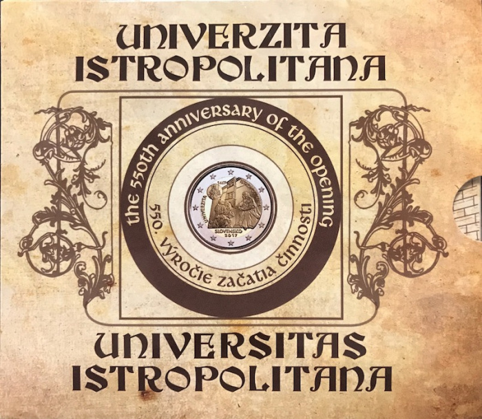 (2017, 9 монет) Набор Словакия 2017 год &quot;Истрополитанский университет. 550 лет.&quot;   UNC