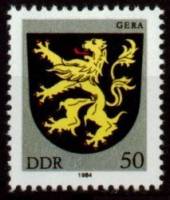 (1984-011) Марка Германия (ГДР) "Гера"    Герб города II Θ