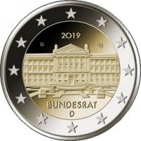 (021) Монета Германия (ФРГ) 2019 год 2 евро "Бундесрат" Двор A Биметалл  UNC