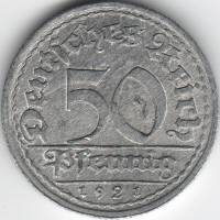 (1920a) Монета Германия Веймарская республика 1920 год 50 пфенингов    VF