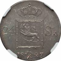 (№1825km300) Монета Норвегия 1825 год 24 Skilling