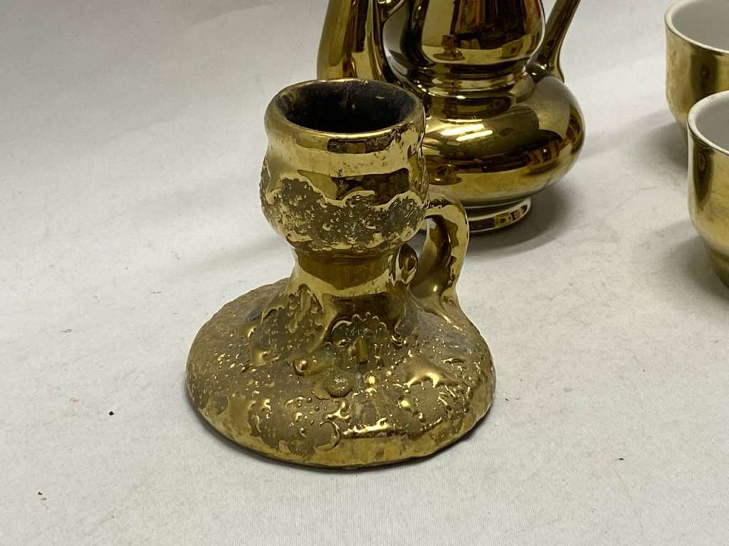 Кувшин, 2 чашки и посвечник, керамика