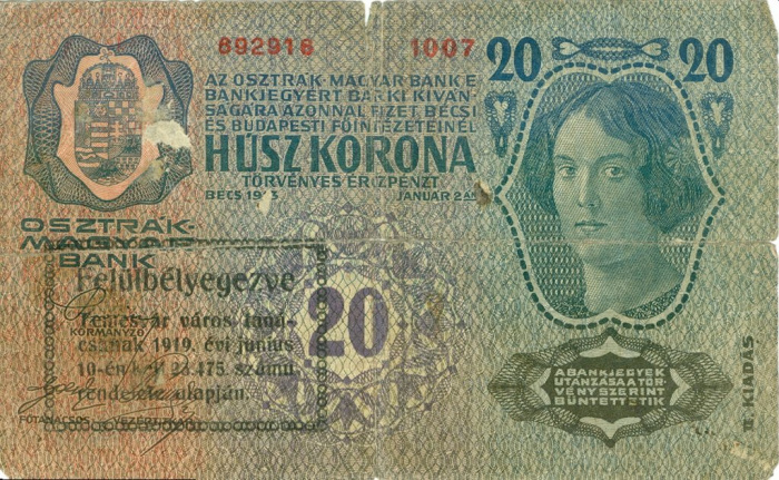 (№1913P-21.1) Банкнота Венгрия 1913 год &quot;20 Korona&quot;