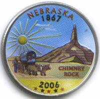 (037d) Монета США 2006 год 25 центов "Небраска"  Вариант №1 Медь-Никель  COLOR. Цветная