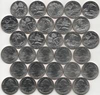 2018 15 монет 25 центов всех дворов P D S Набор монет США Парки    UNC