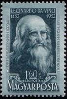 (1952-038) Марка Венгрия "Леонардо да Винчи"    500 лет со дня рождения Леонардо да Винчи. 150 лет с