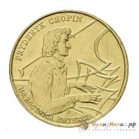 026 Монета Польша 1999 год 2 злотых Фредерик Шопен  Латунь  UNC