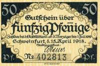 (№1918) Банкнота Германия 1918 год "50 Pfennig"