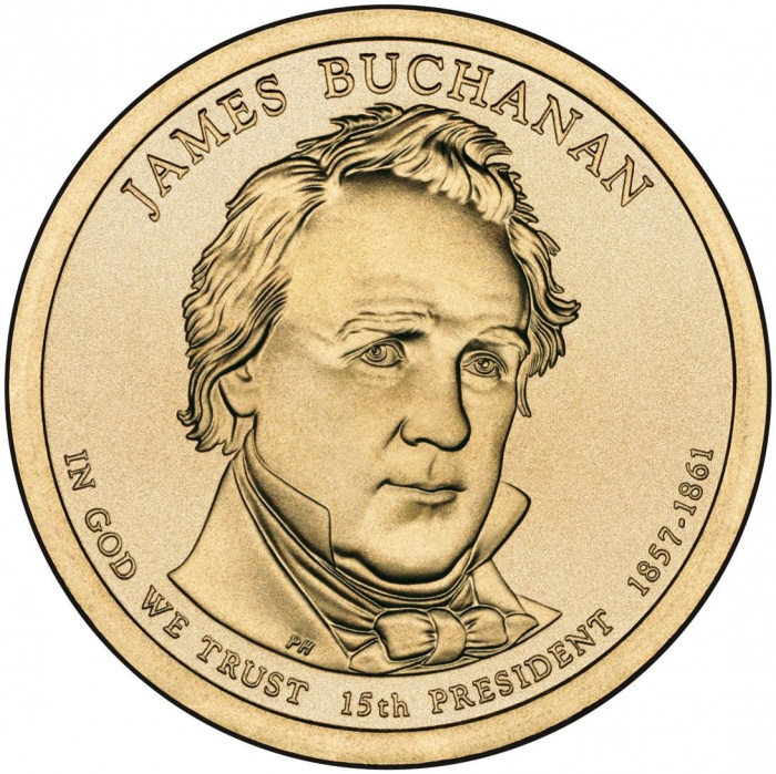 (15p) Монета США 2010 год 1 доллар &quot;Джеймс Бьюкенен&quot; 2010 год Латунь  UNC