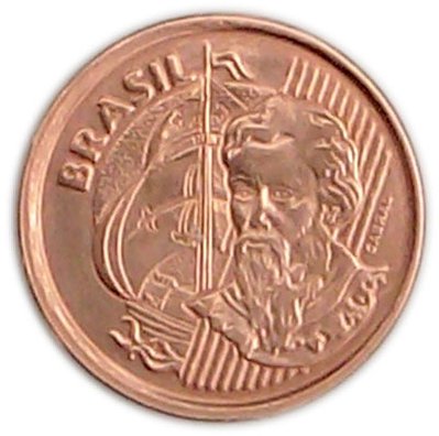  Монета Бразилия 2003 год 1     Сталь, покрытая медью  UNC