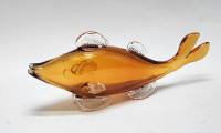 Сувенир статуэтка Рыба цветное стекло СССР 26*10 см