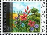 (1973-039) Марка Польша "Цветы на лугу"    Охрана окружающей среды III Θ
