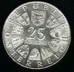 (,) Монета Австрия 1969 год 25 шиллингов   Серебро Ag 800  UNC