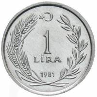 () Монета Турция 1981 год 1  ""   Алюминий  AU